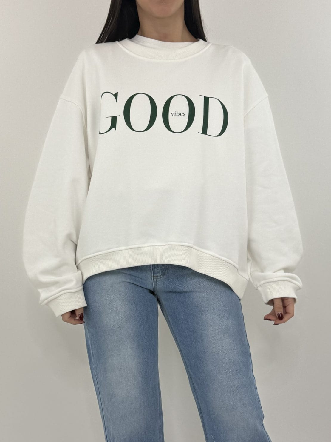 Felpa Good vibes bianca