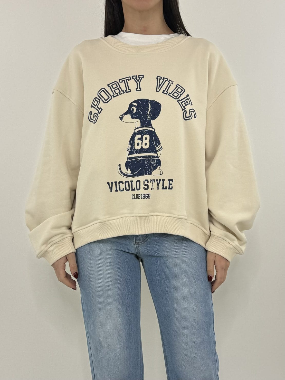 Felpa Sporty vibes crema