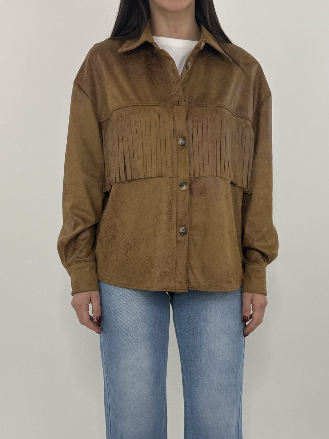 Camicia frange cammello