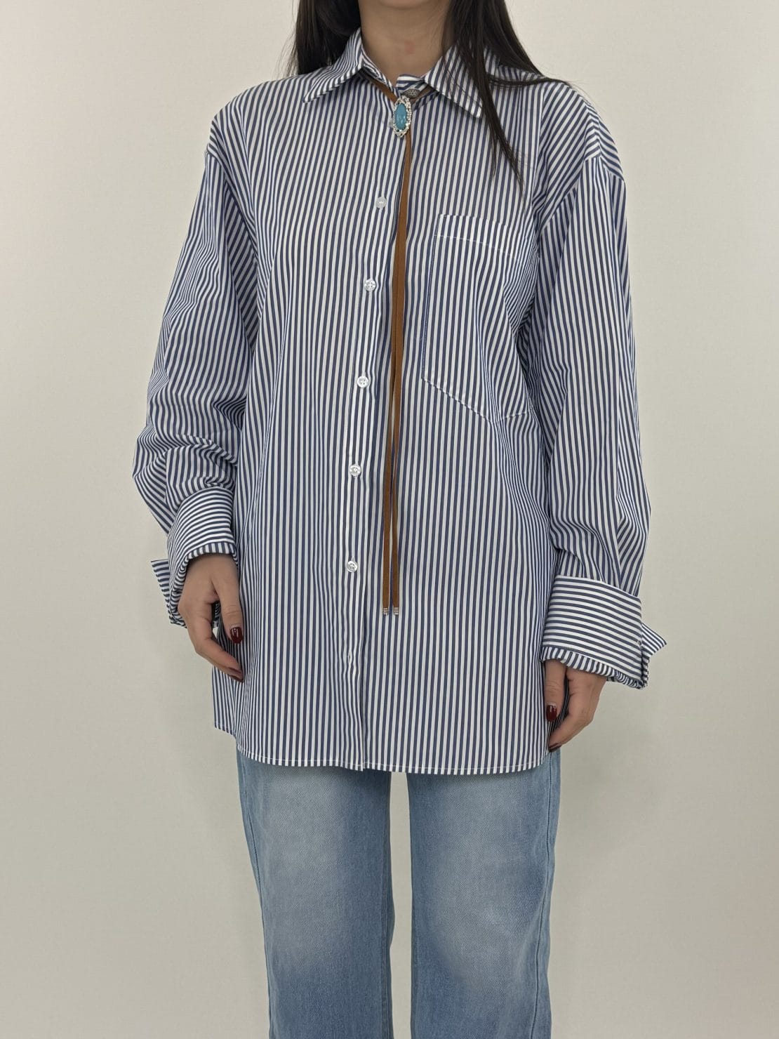Camicia gessata blu