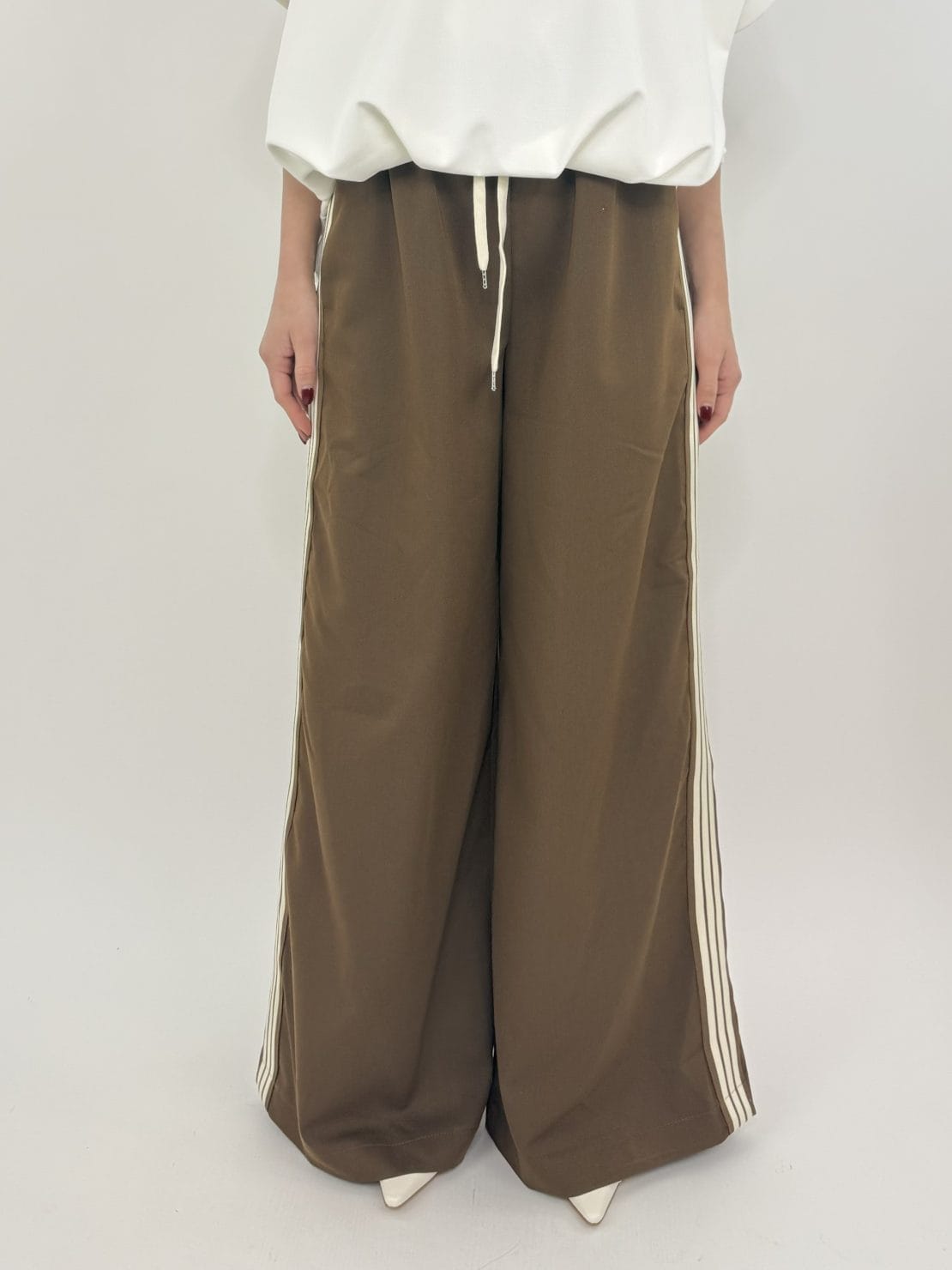 Pantalone bande laterali tabacco