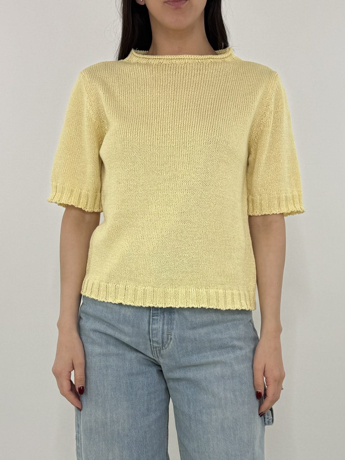T-shirt in maglia giallo