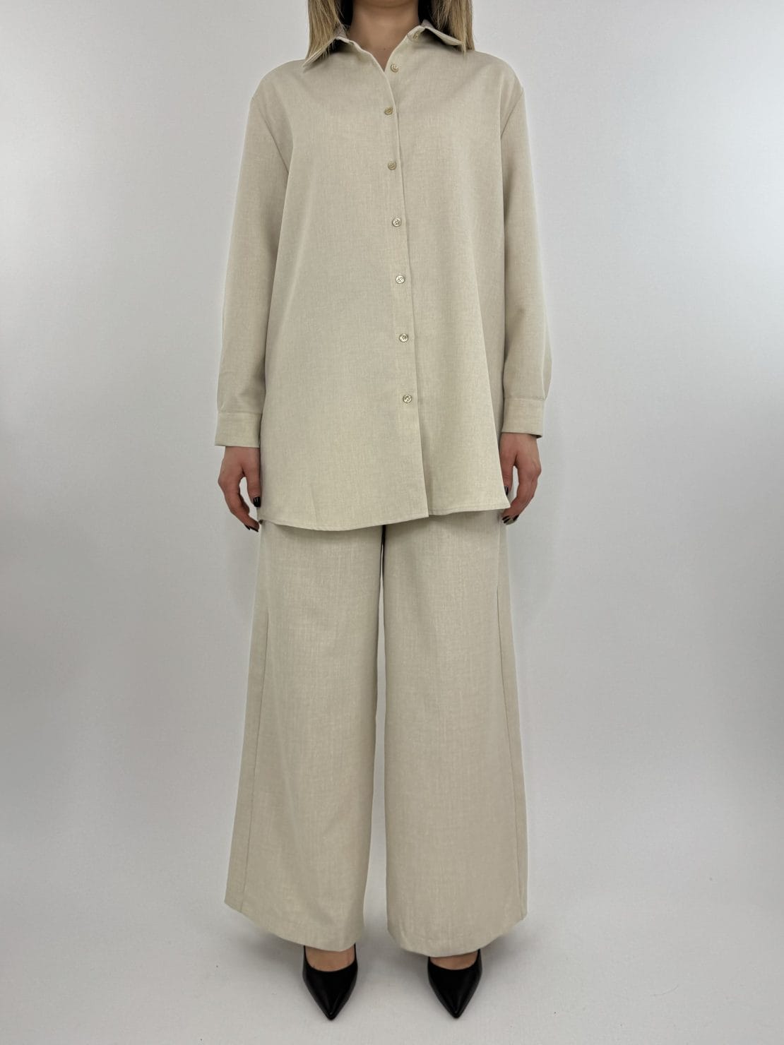 Camicia lunga beige