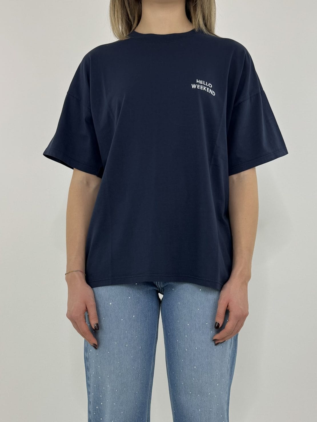 T-shirt hello weekend blu