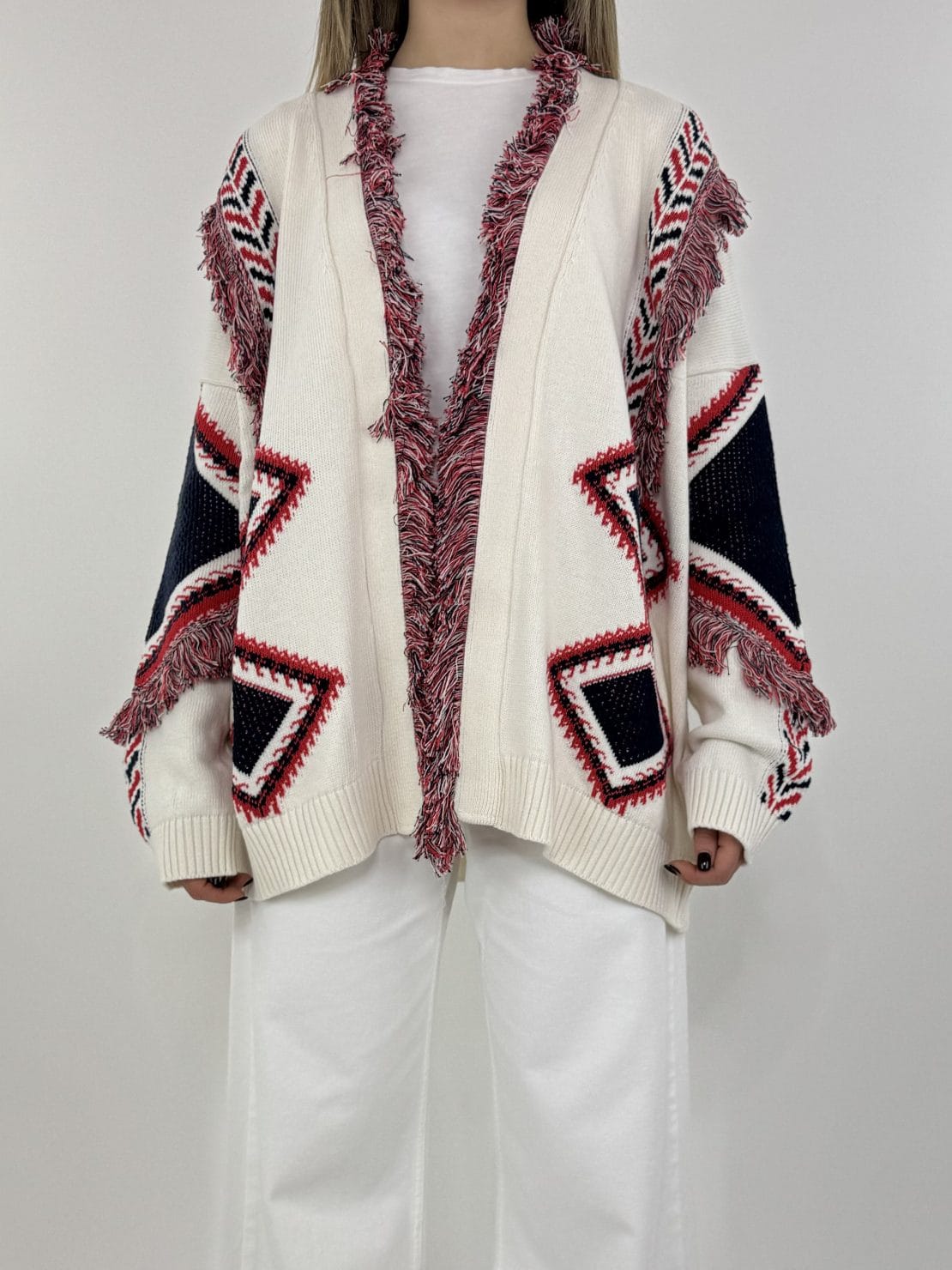 Cardigan alanui bianco/blu/rosso
