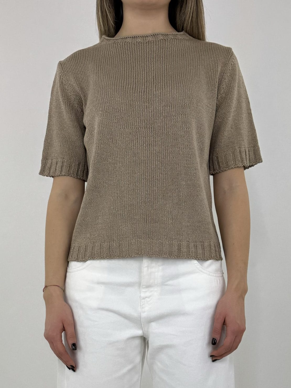 T-shirt in maglia tortora