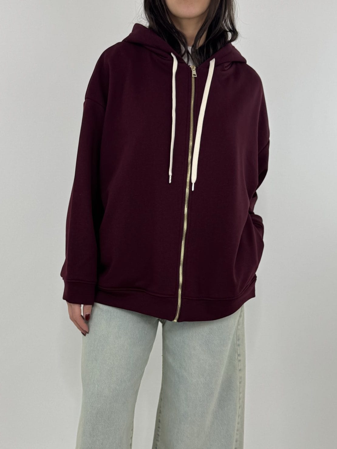 Felpa zip bordeaux