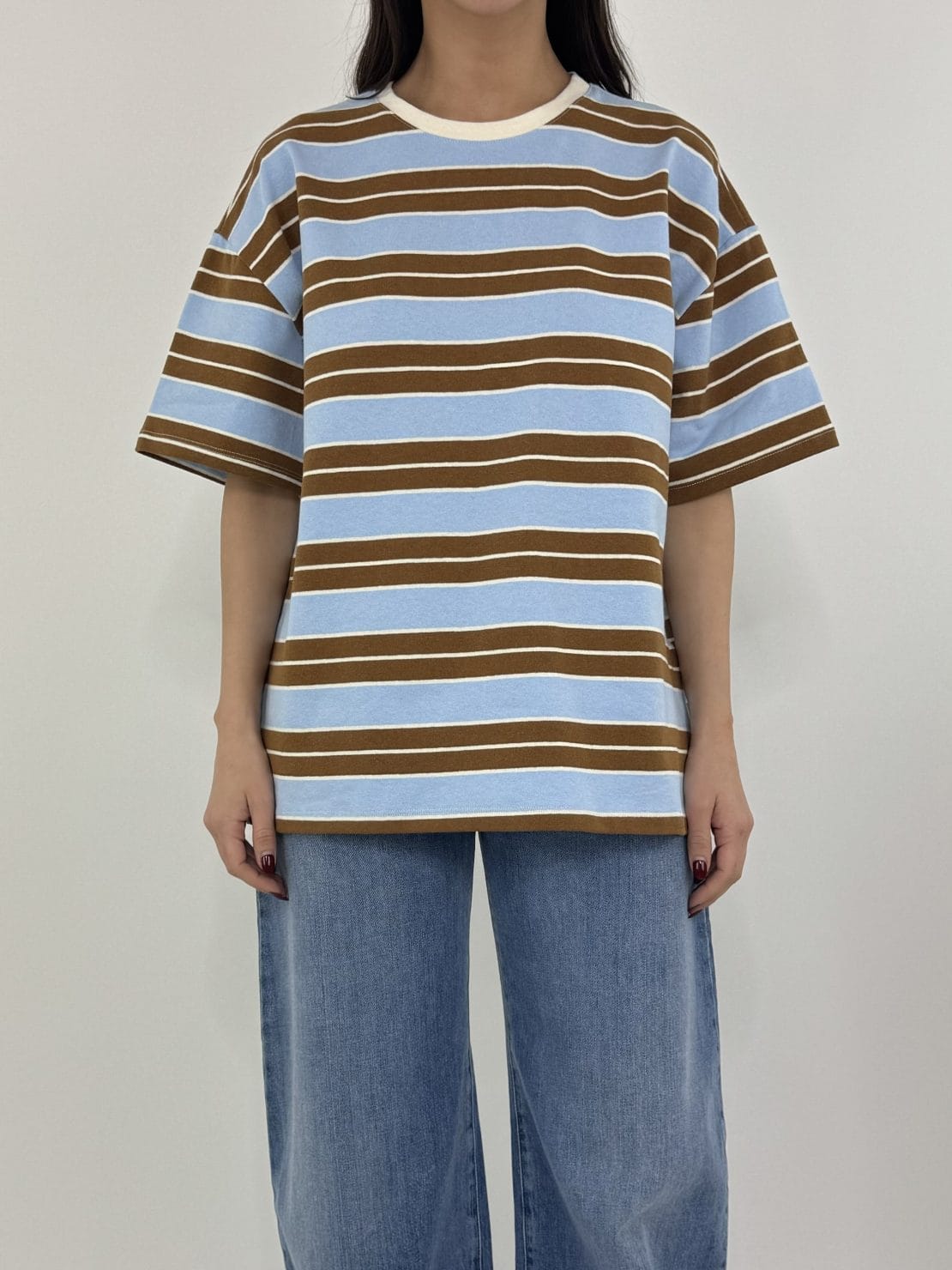 T-shirt cammello/azzurro