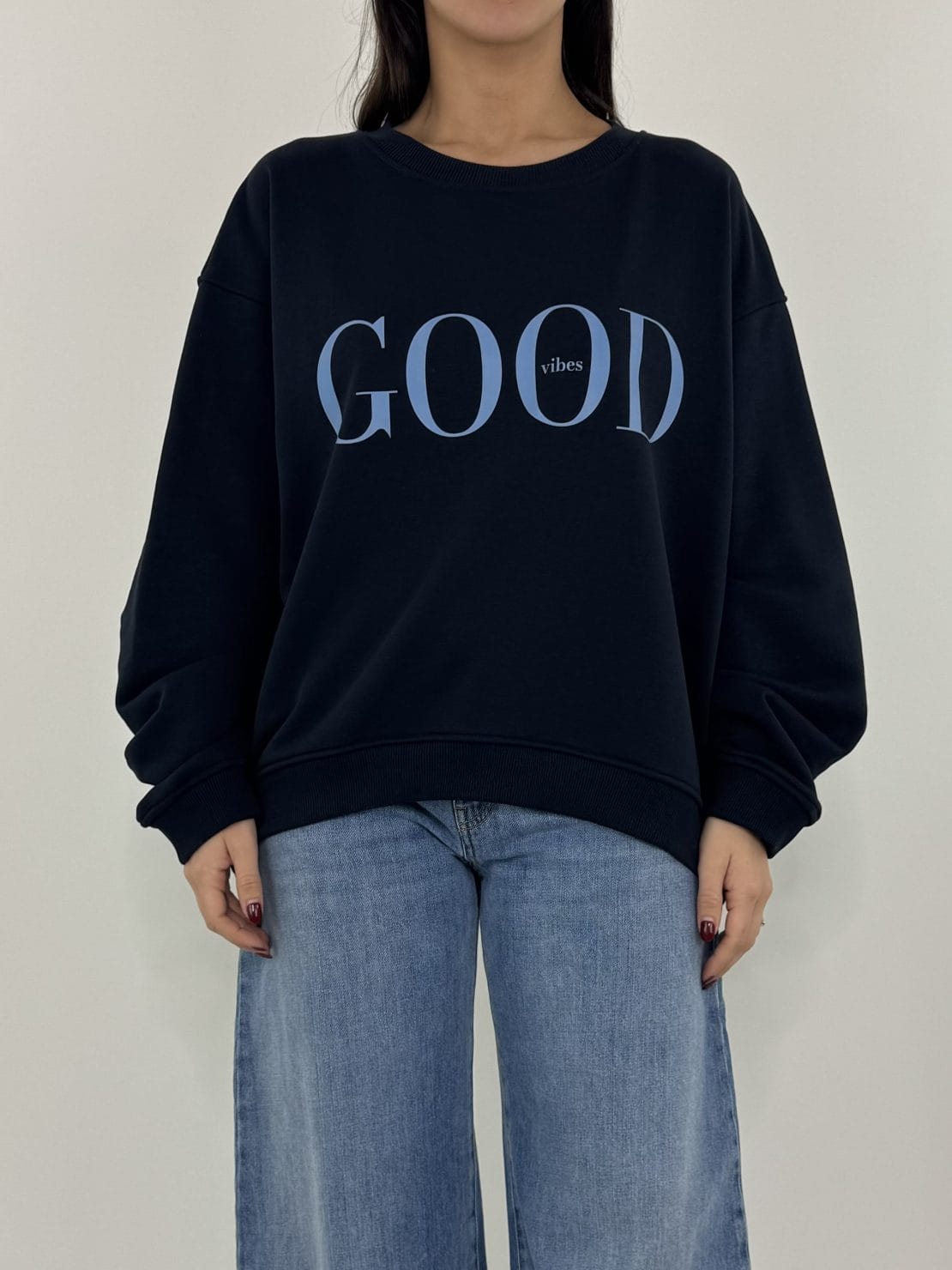 Felpa good vibes blu
