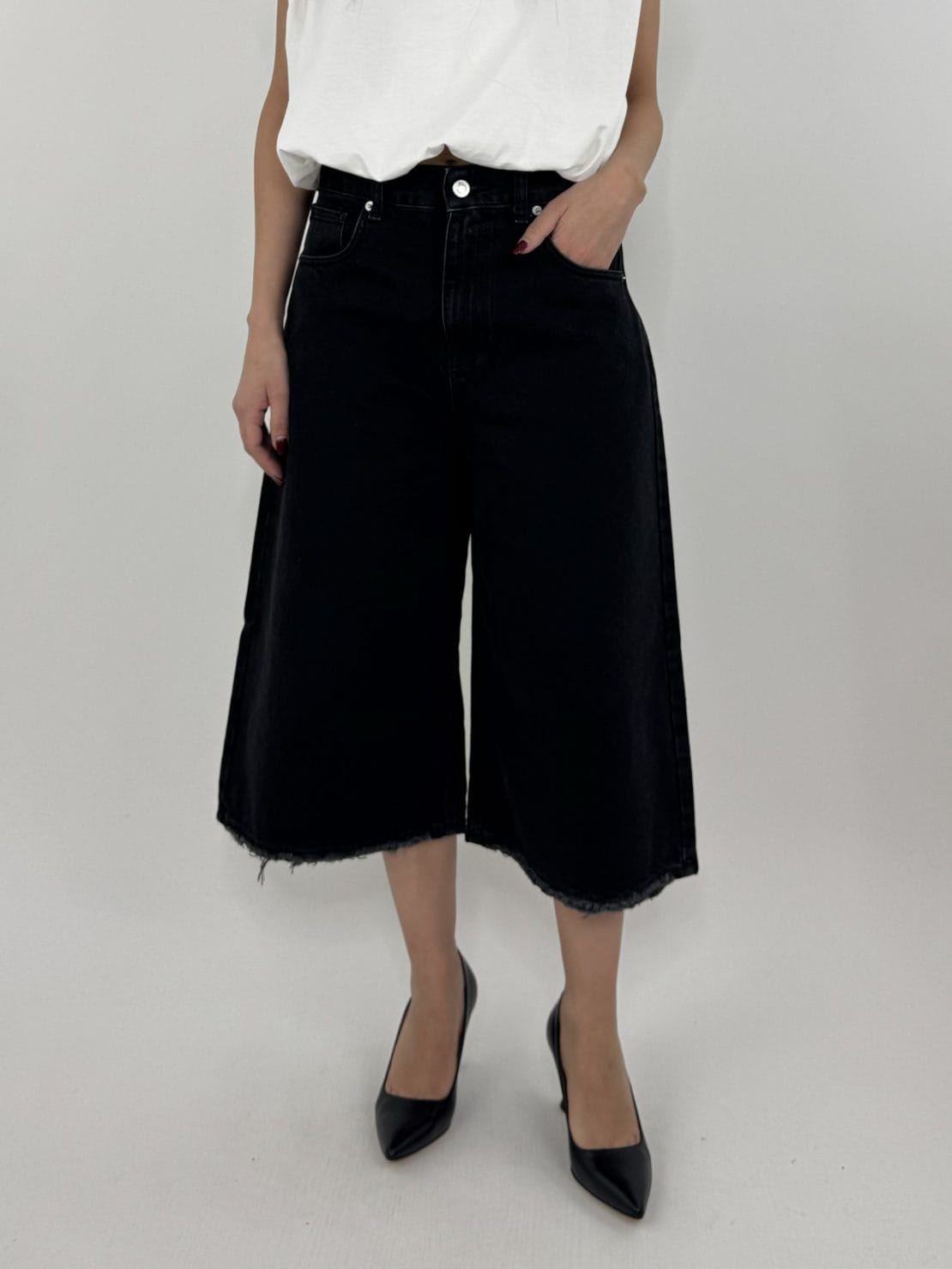 Jeans bermuda takara nero