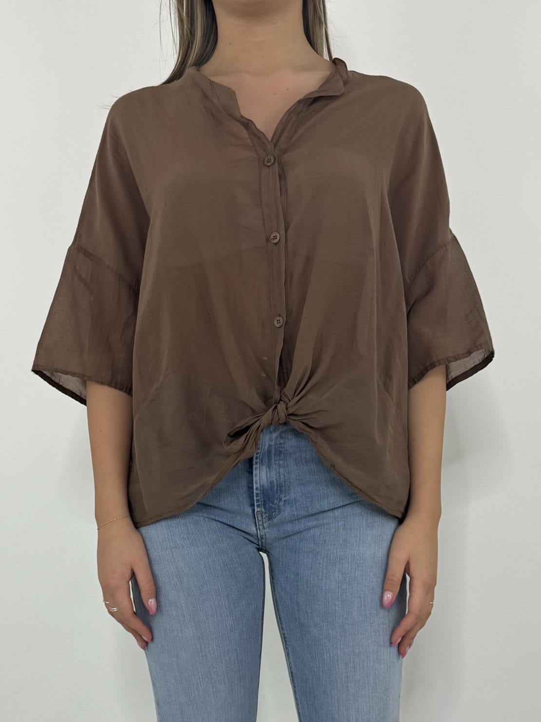 Camicia mezza manica misto seta bruciato
