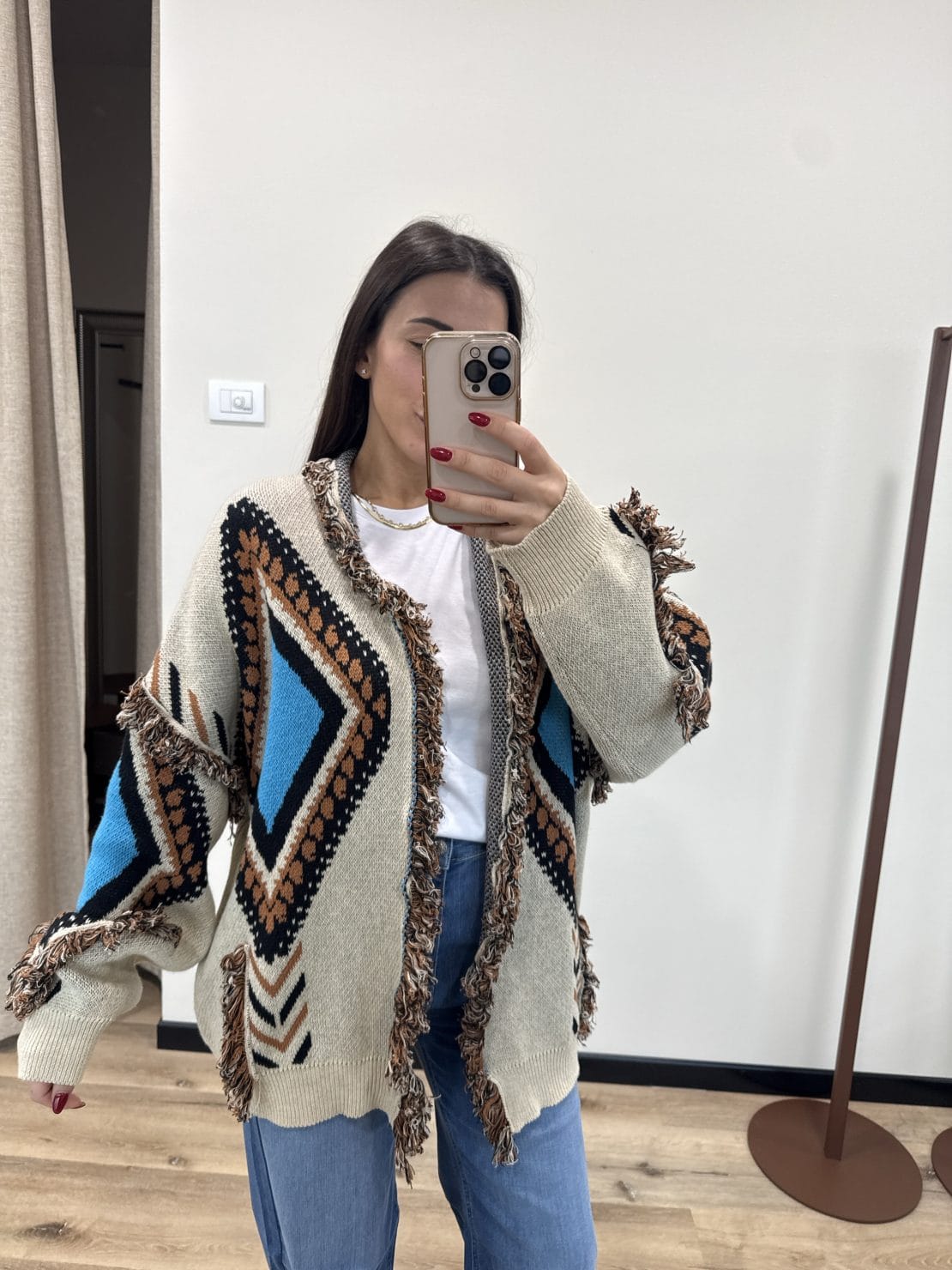 Cardigan alanui camel/azzurro
