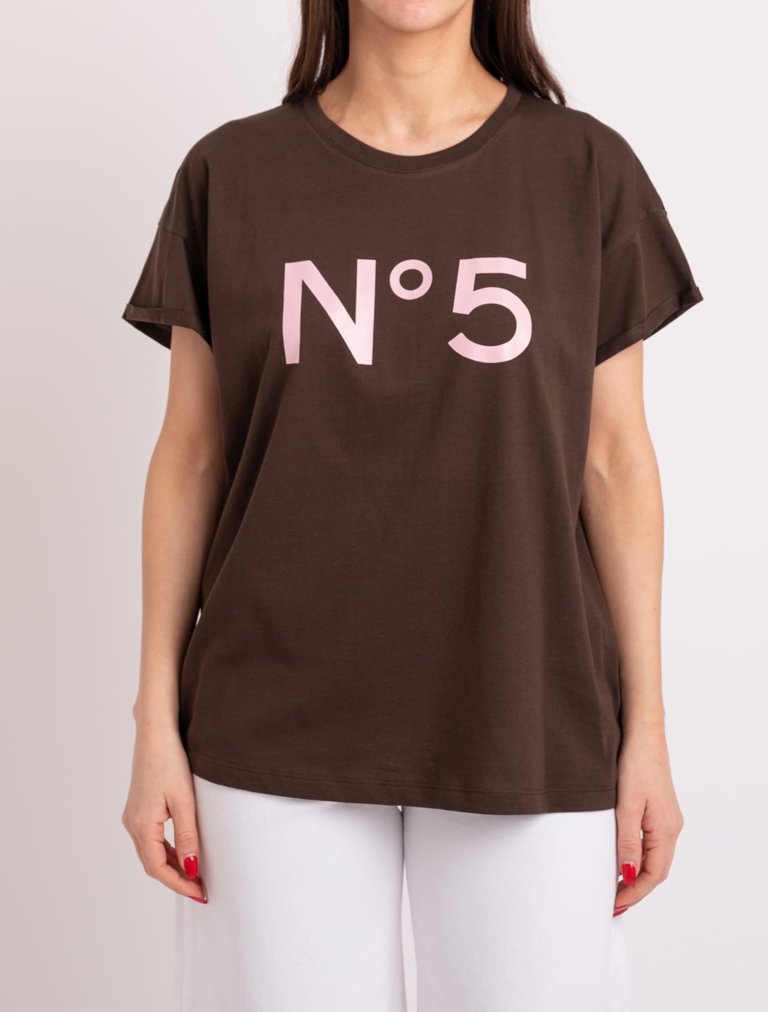 T-shirt n°5 marrone/rosa