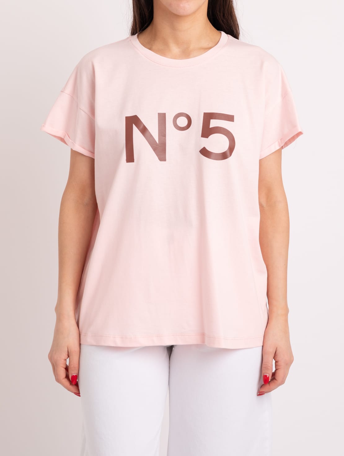 T-shirt n°5 rosa/marrone