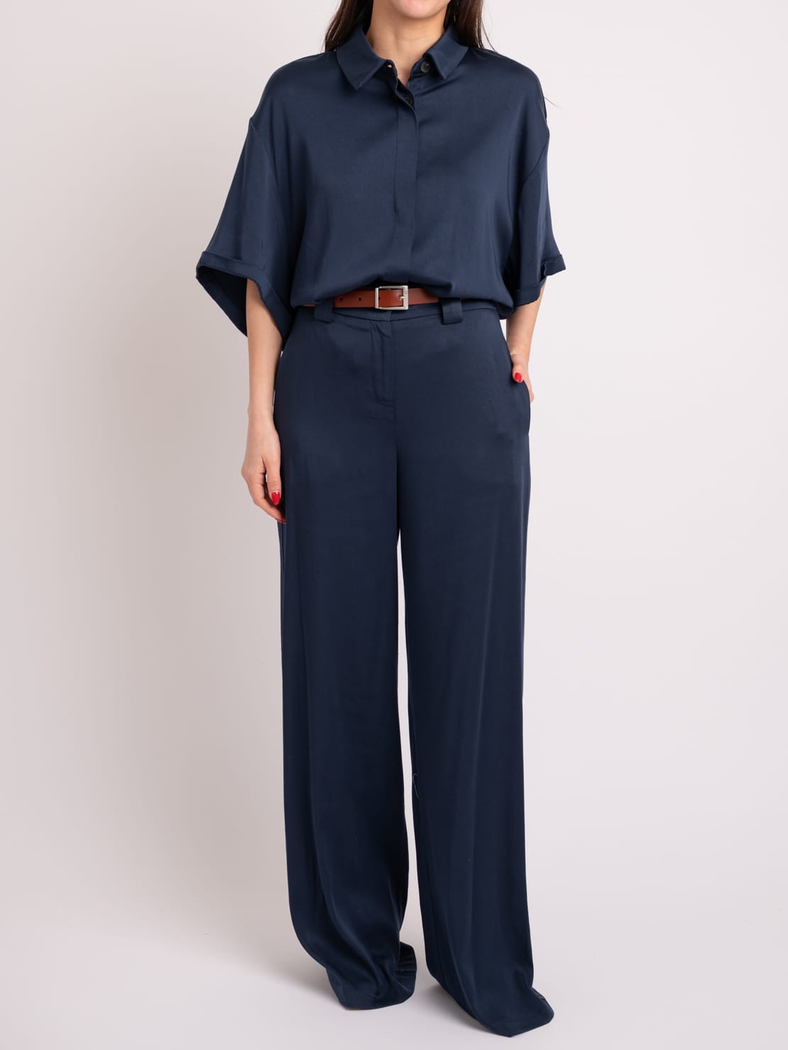 Pantalone tencel blu