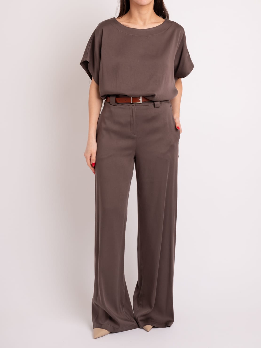 Pantalone tencel moka