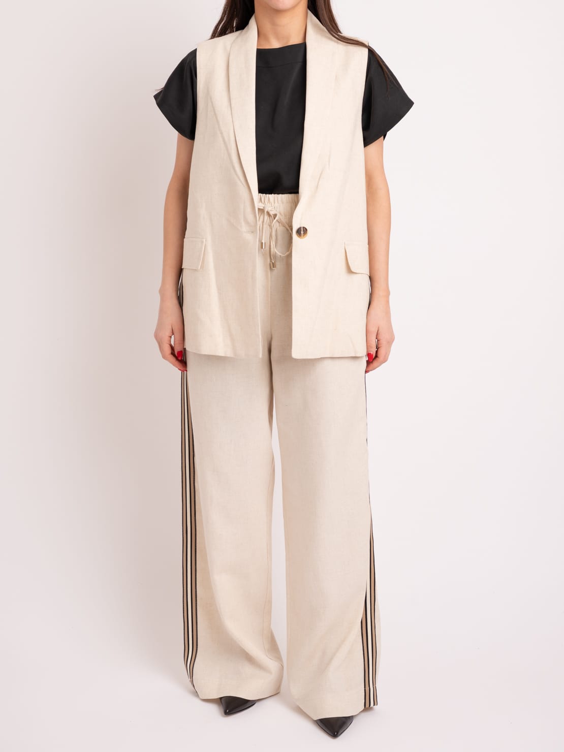 Gilet banda laterale Beige