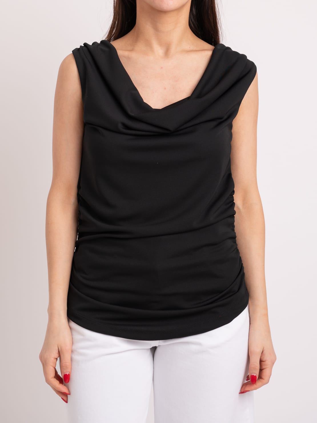Top drappeggio nero