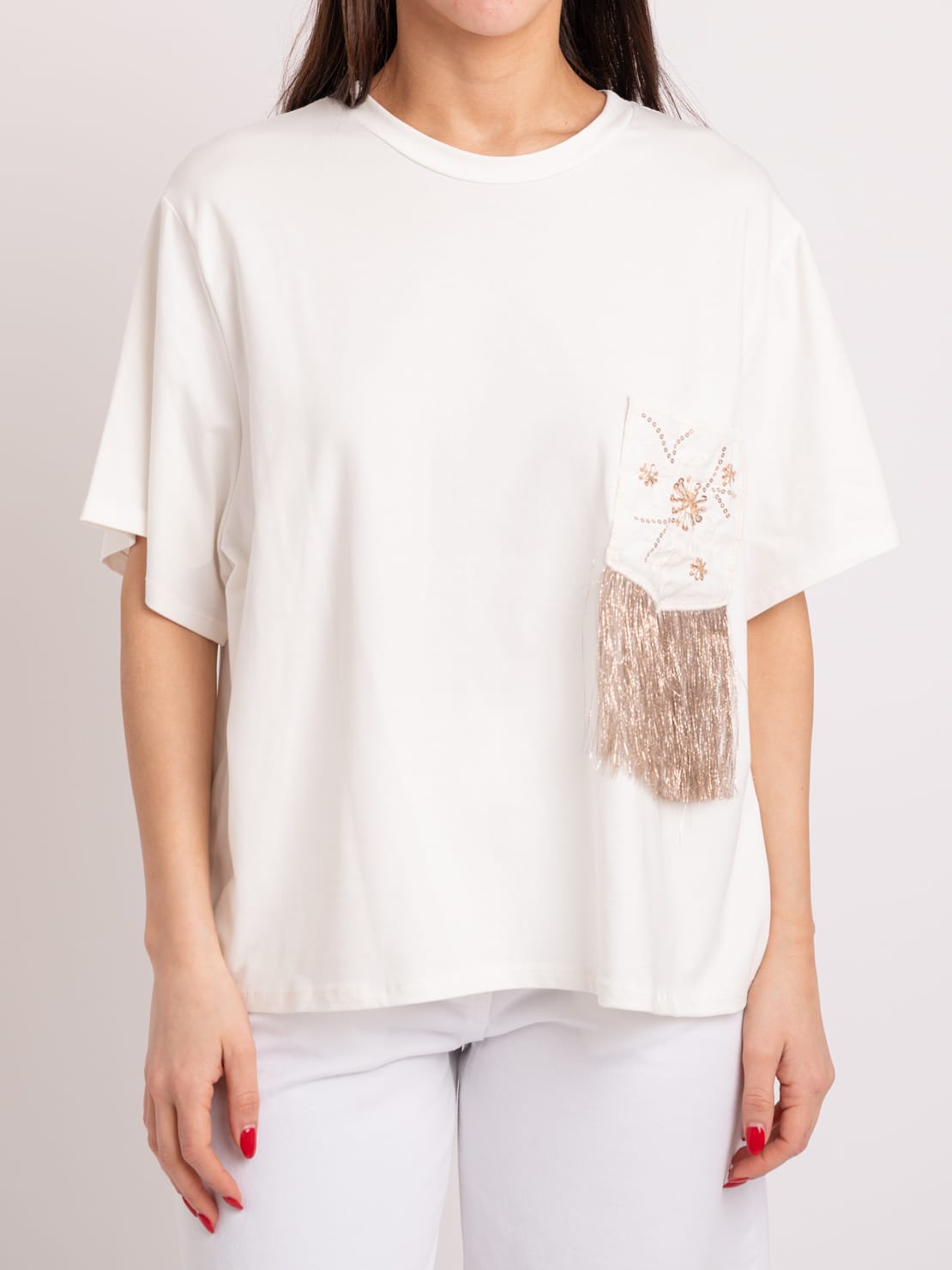 T-shirt frange taschino