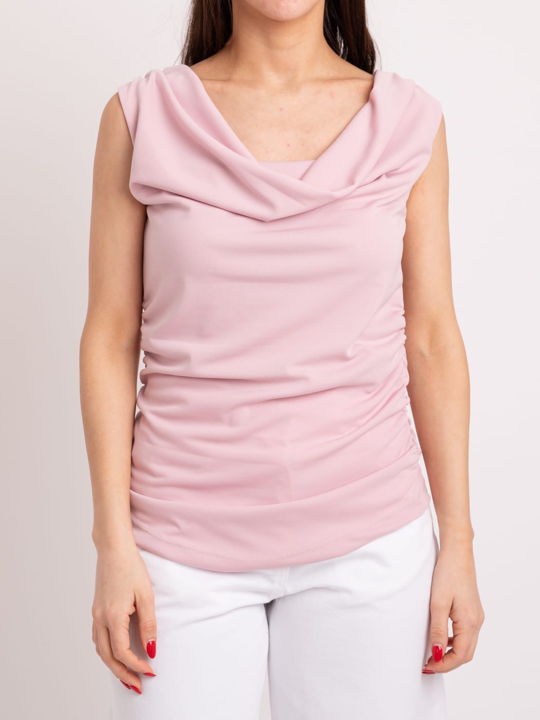 Top drappeggio rosa