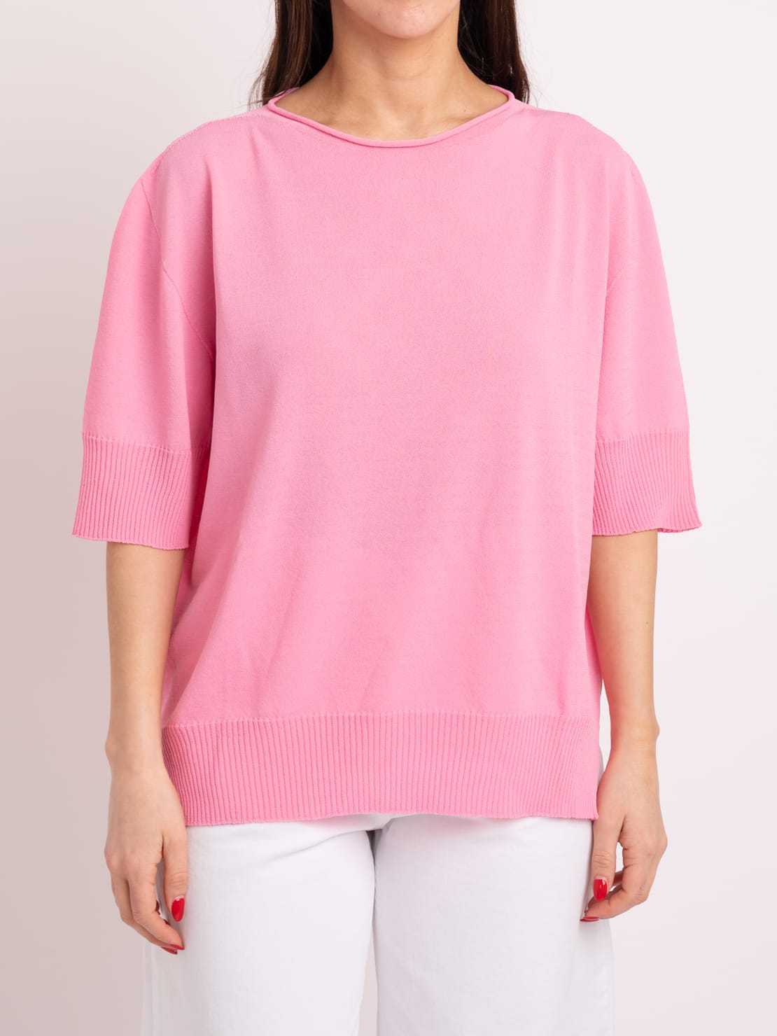 Maglia mezza manica spacchi rosa
