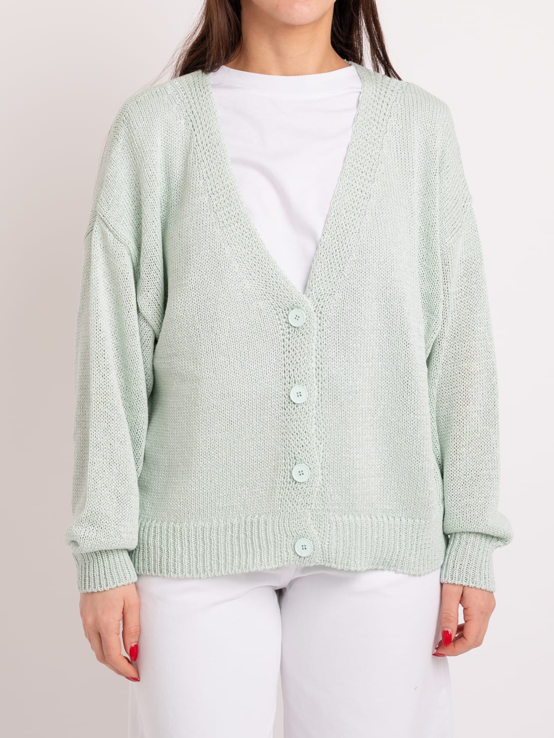 Cardigan in maglia menta