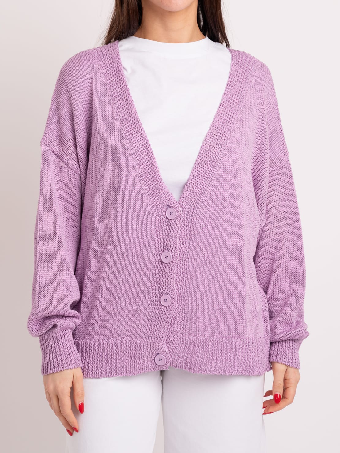 Gilet in maglia lilla