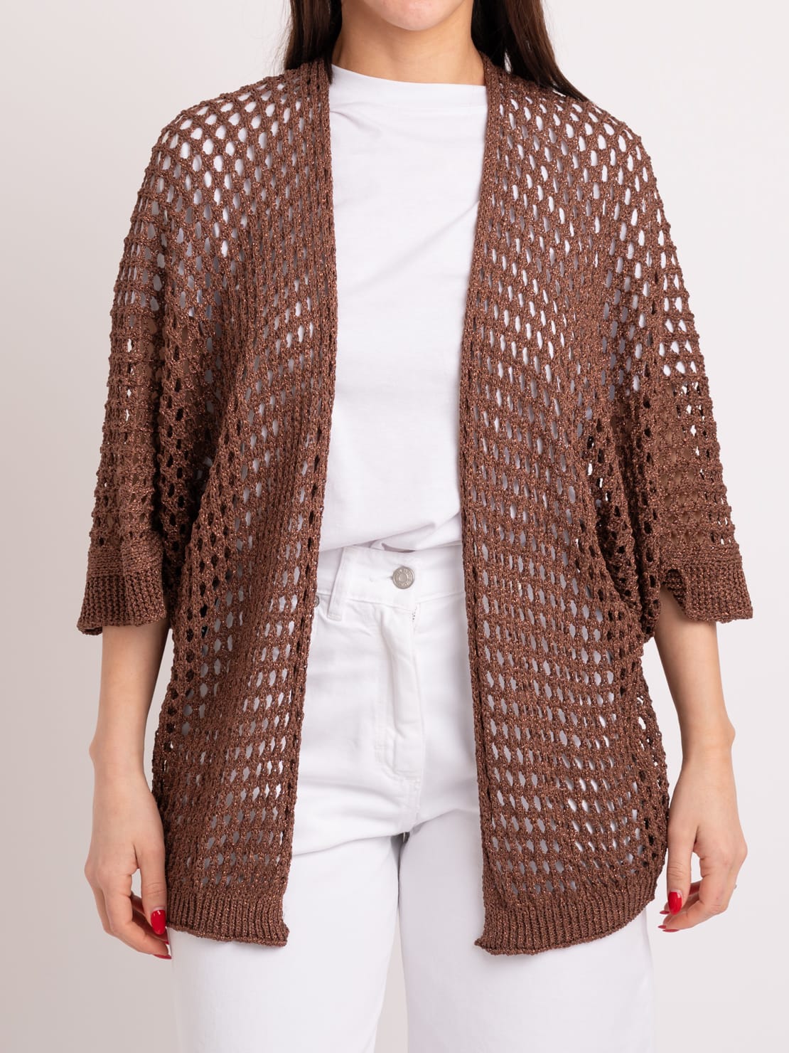 Cardigan traforato moro