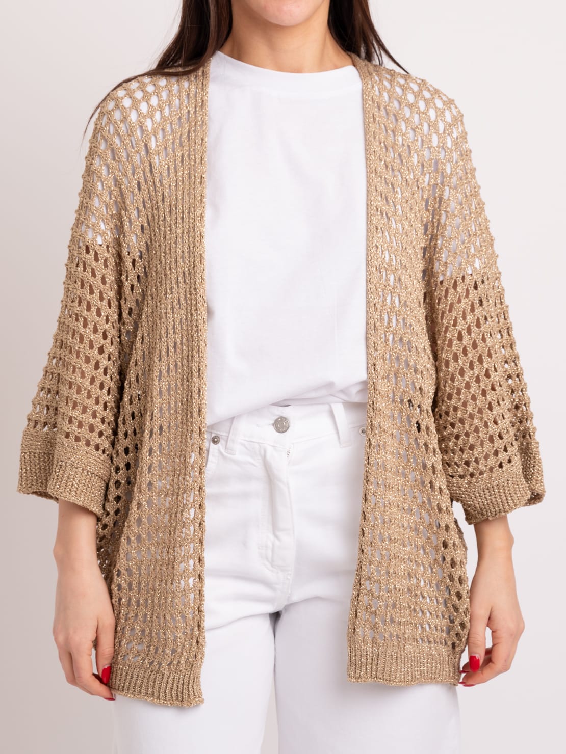 Cardigan traforato oro