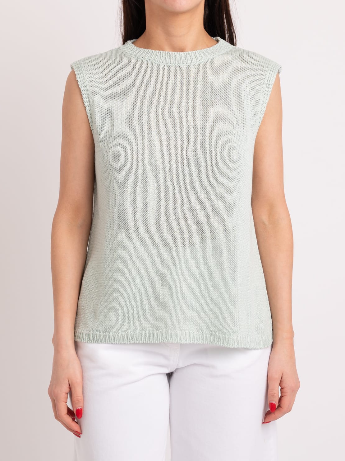 Gilet in maglia apertura retro menta