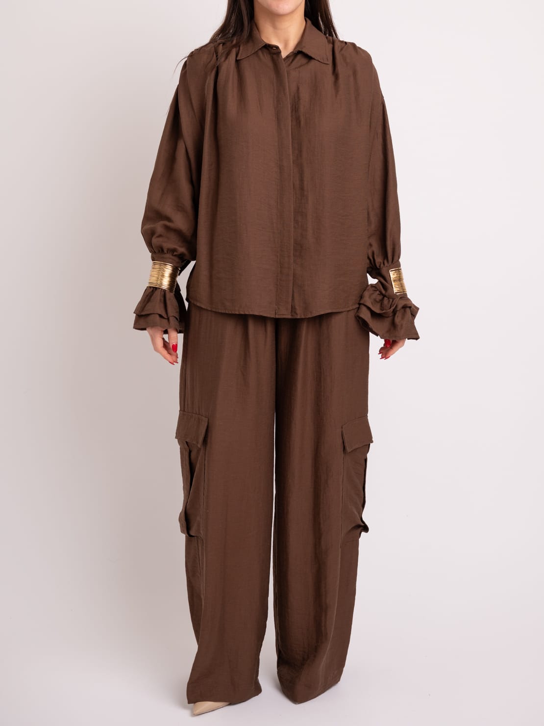 Pantalone cargo lyocel moro