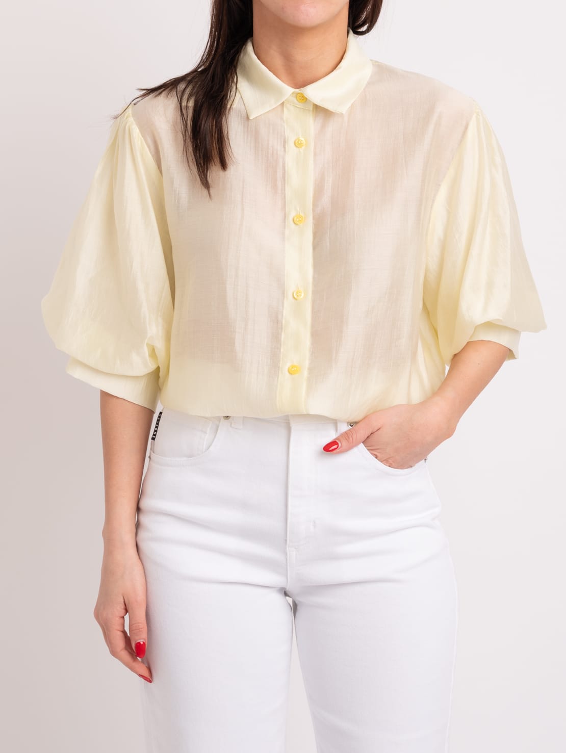 Camicia mezza manica giallo