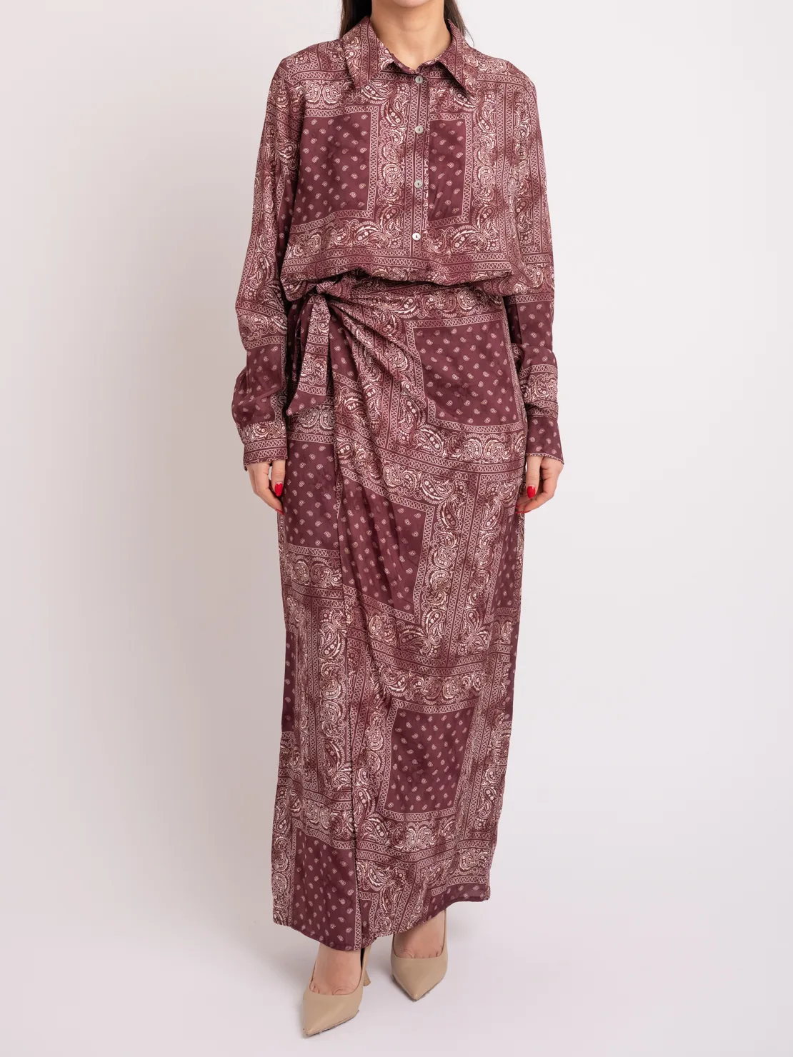 Camicia fantasia bordeaux