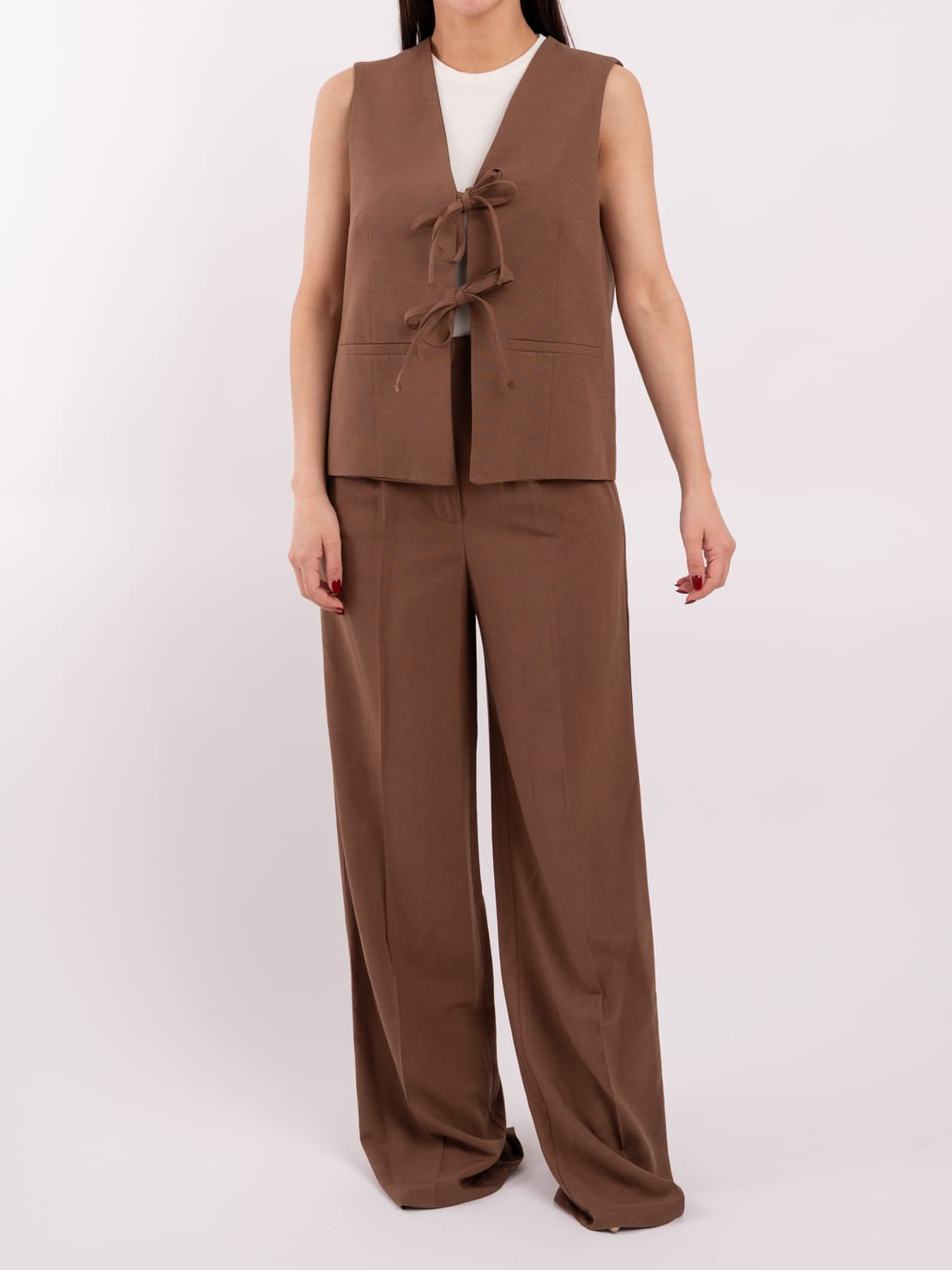 Completo gilet lacci tabacco