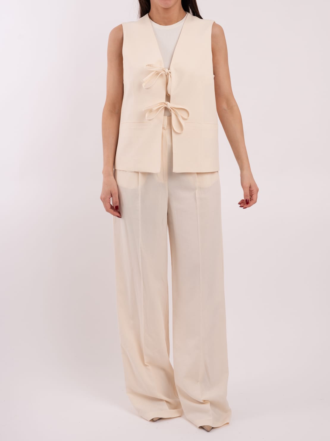Completo gilet lacci burro