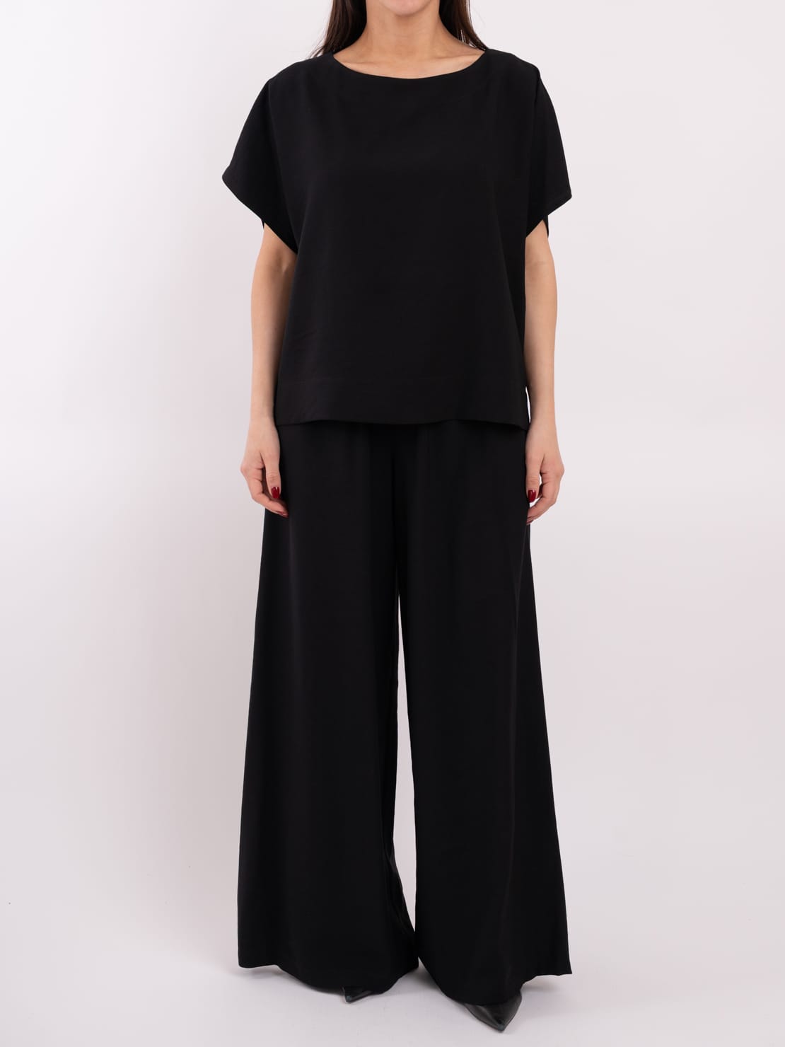 Completo maglia + pantalone viscosa fluida nero