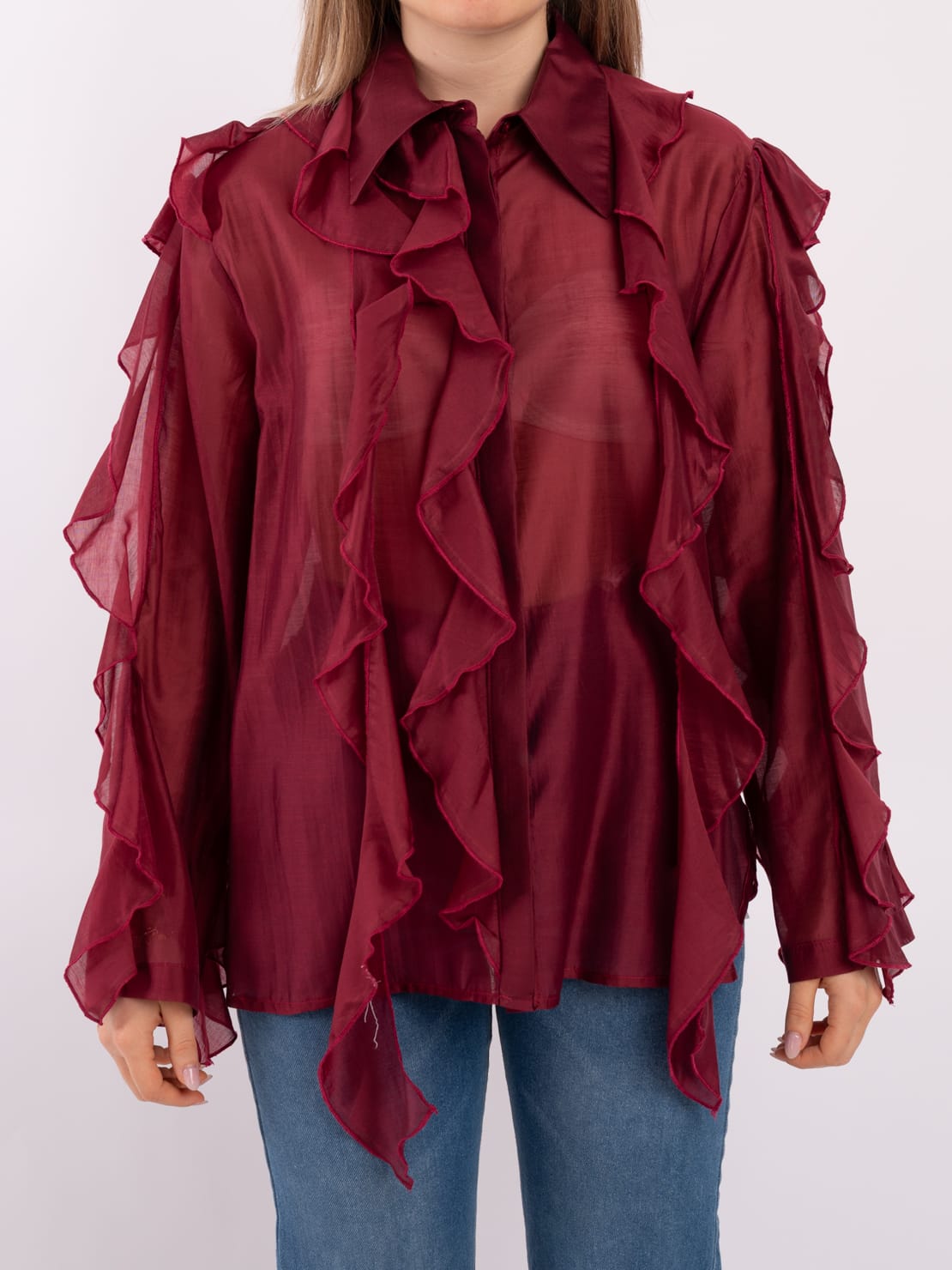 Camicia rouches vino