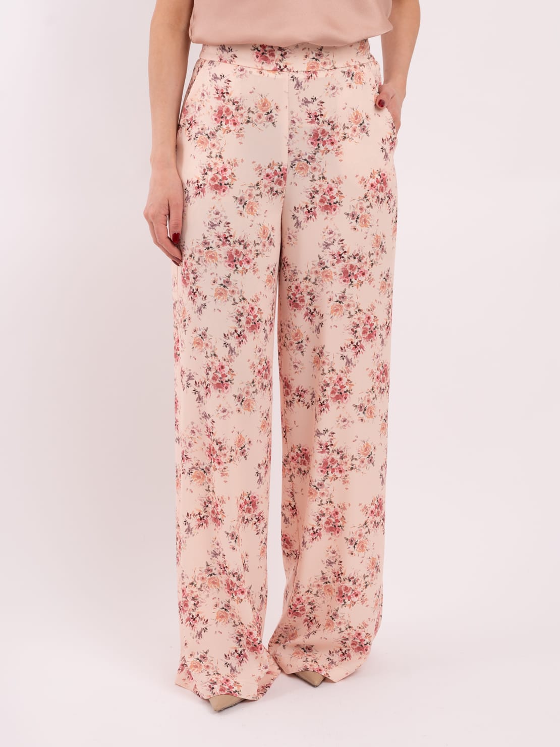 Pantalone floreale rosa