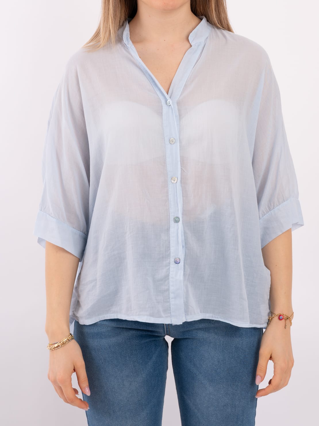 Camicia mezza manica celeste