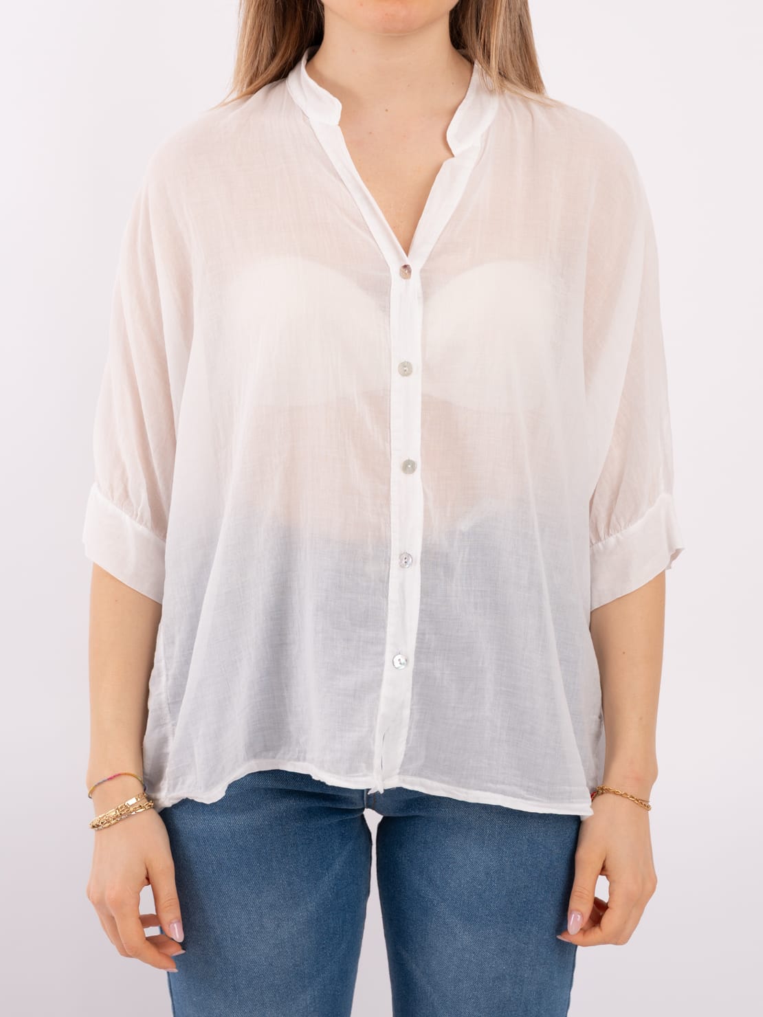 Camicia mezza manica latte