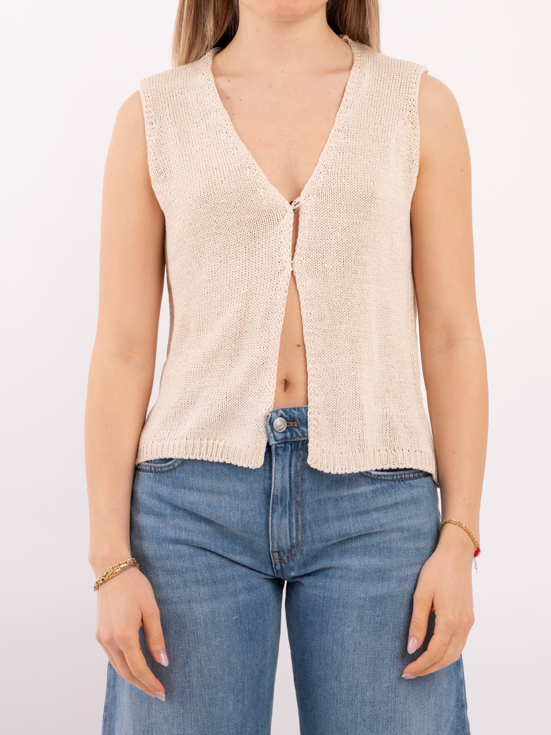 Gilet in maglia crema