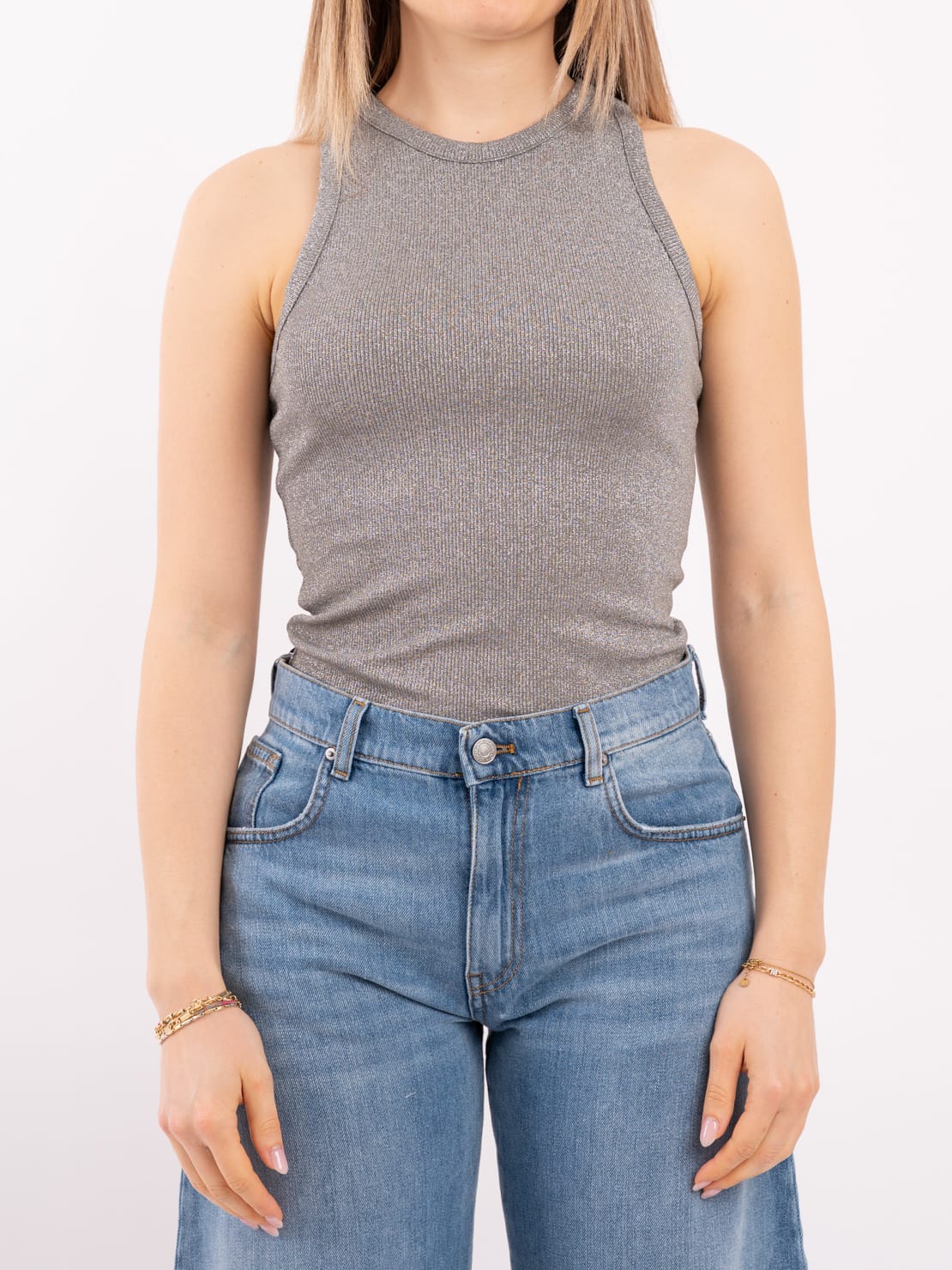 Canotta vogatore glitter grigio