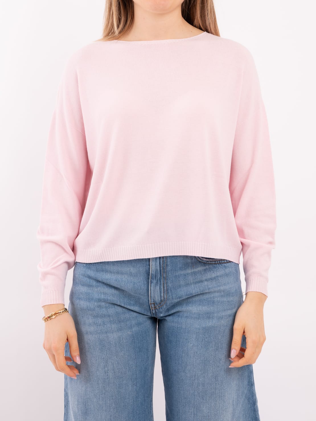 Pullover leggero crop rosa