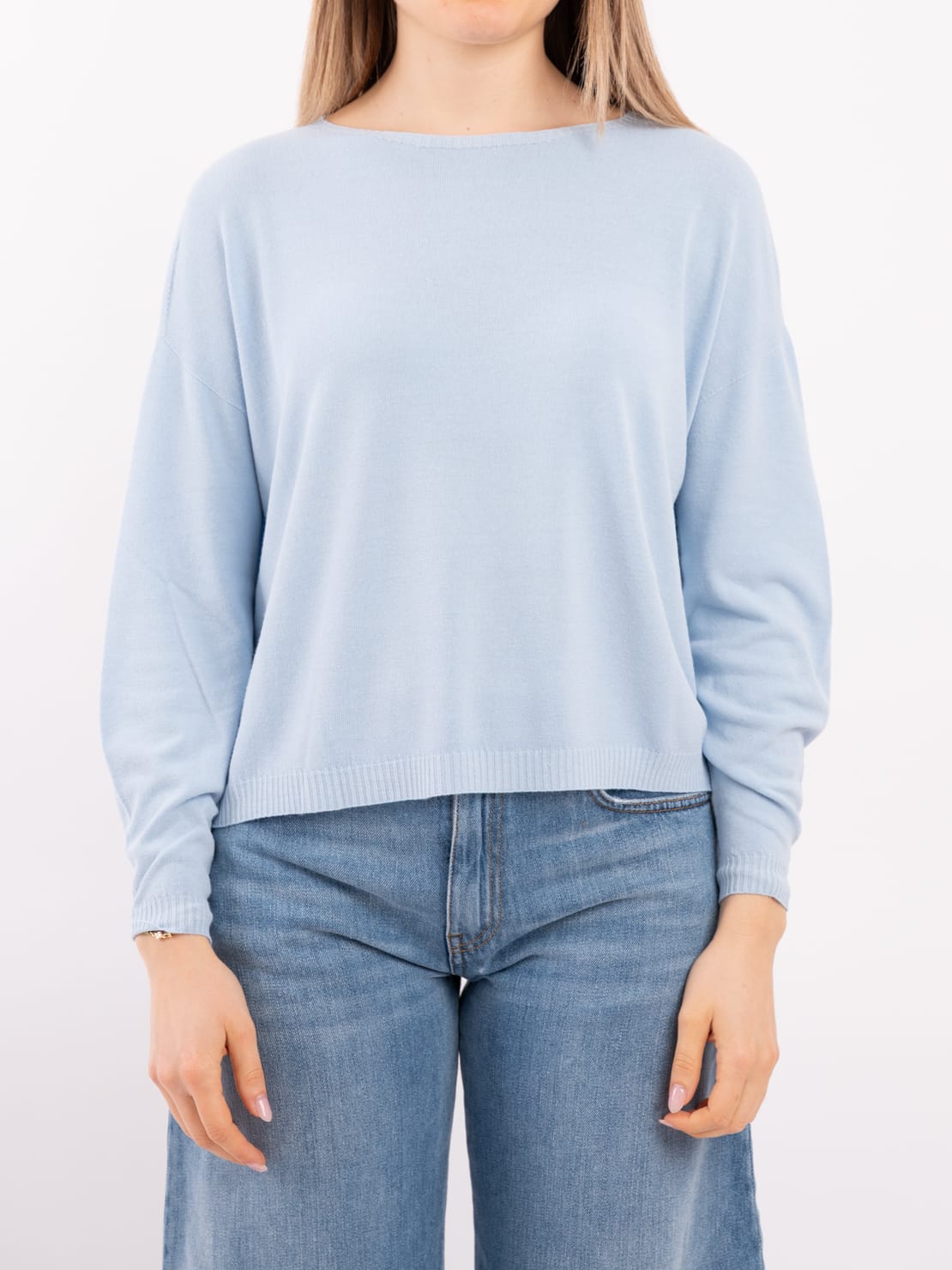 Pullover leggero crop azzurro