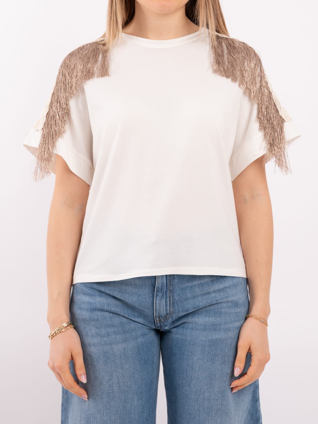 T-shirt frange pizzo