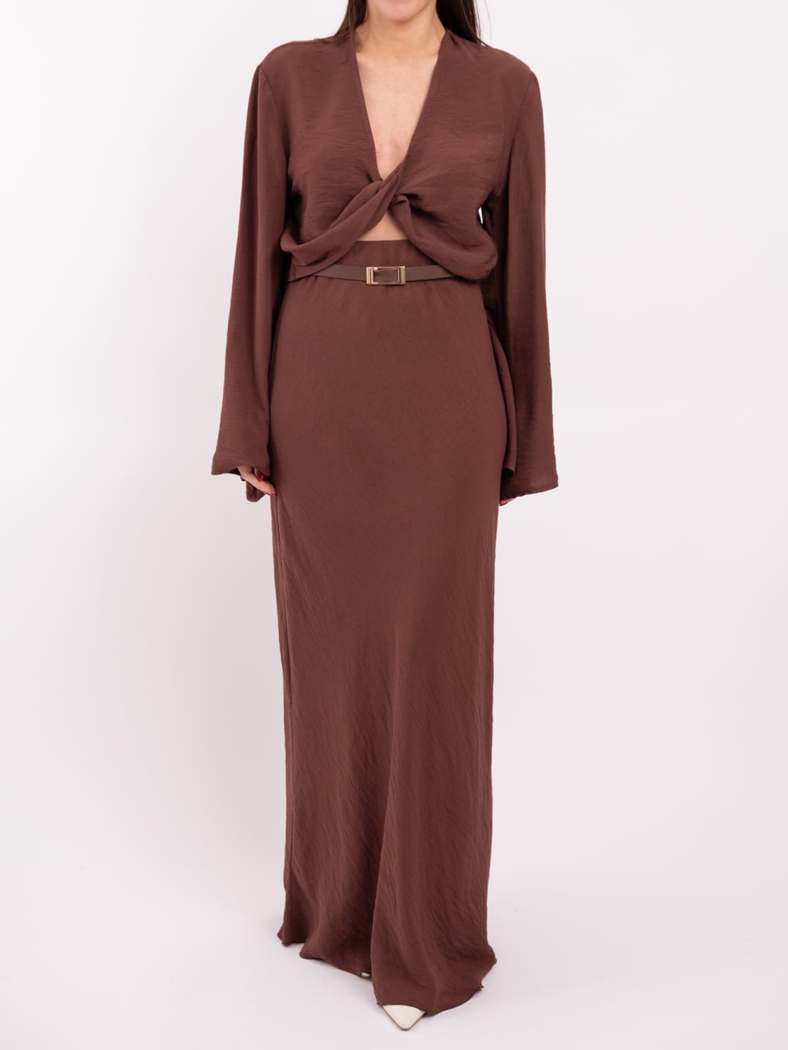 Blusa intreccio cioccolato
