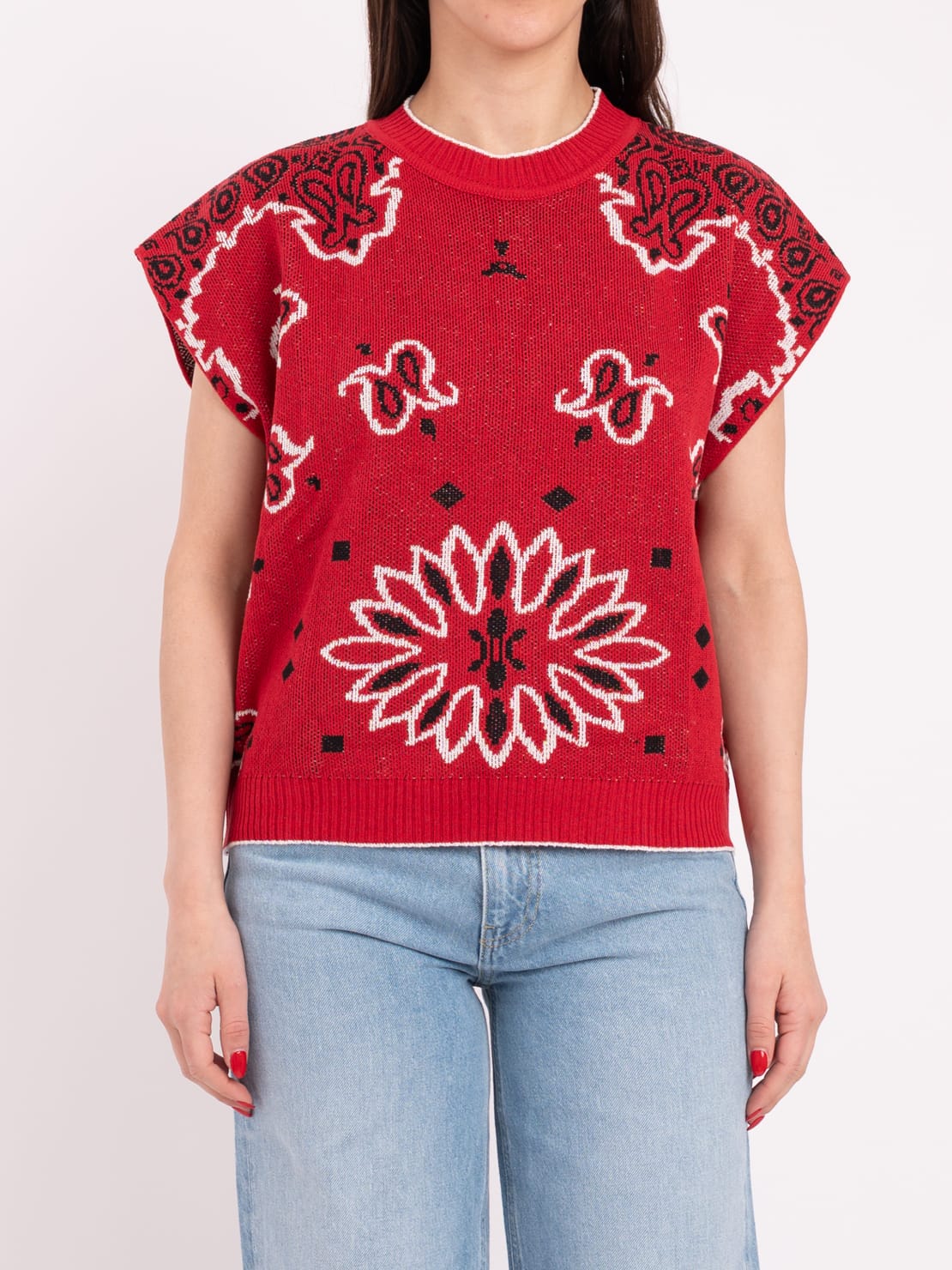 Maglia scatolina jaquard rosso