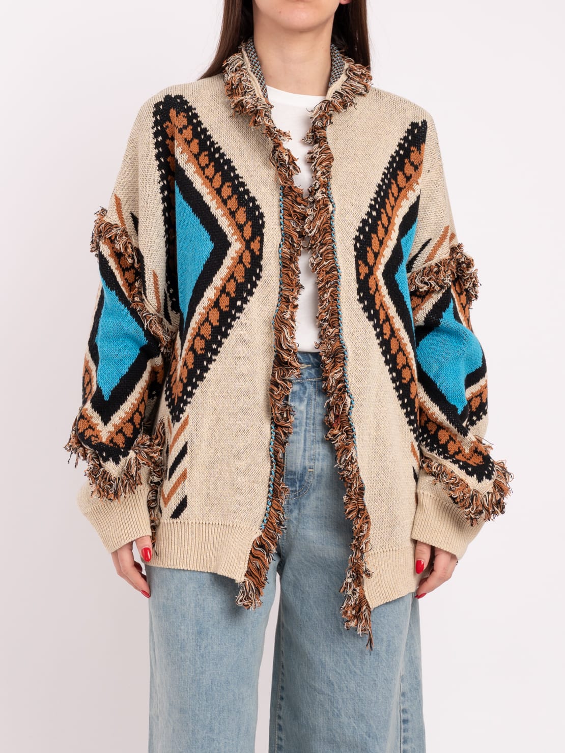 Cardigan alanui beige/blu