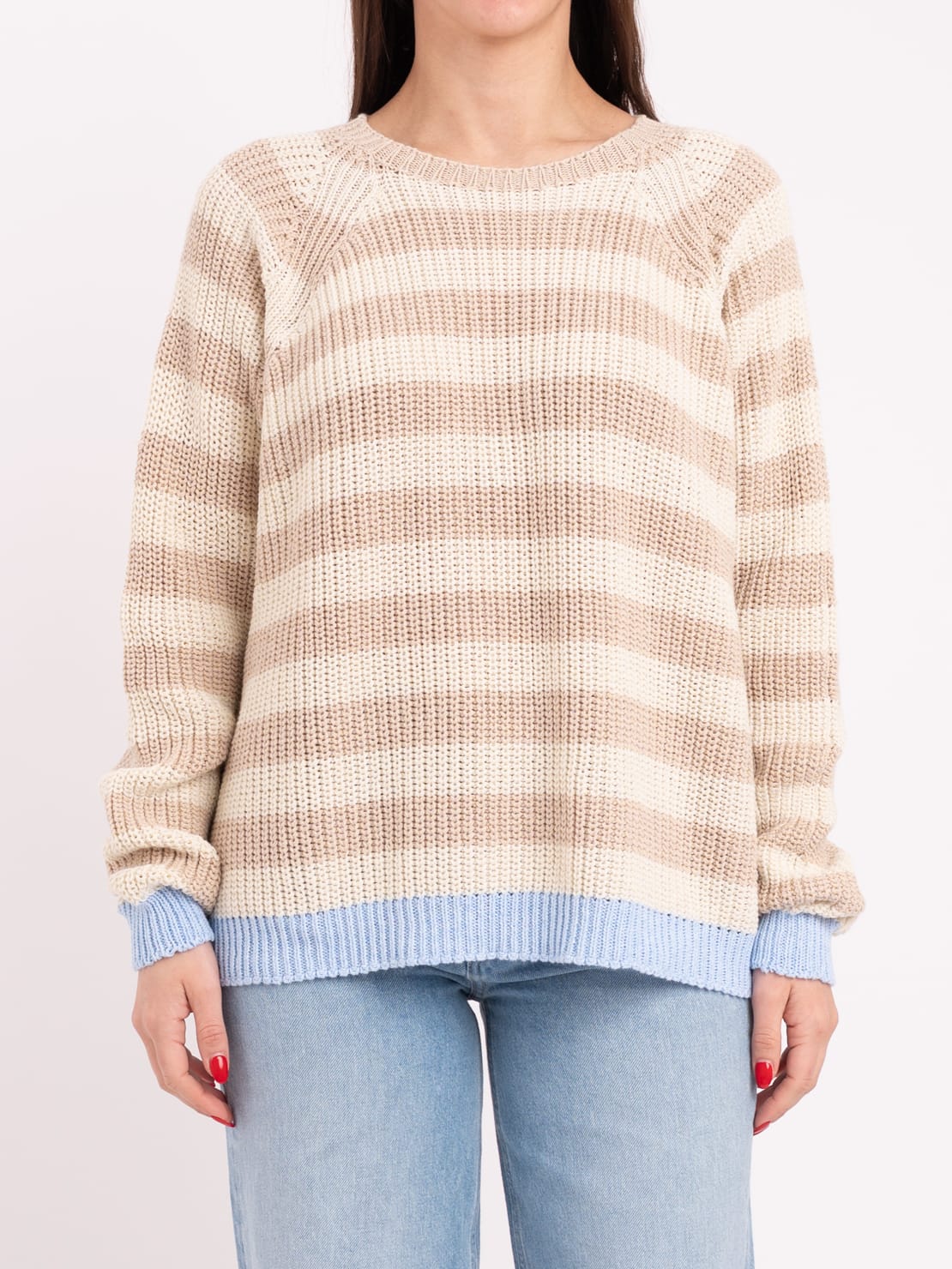 Maglia pannocchia celeste/panna