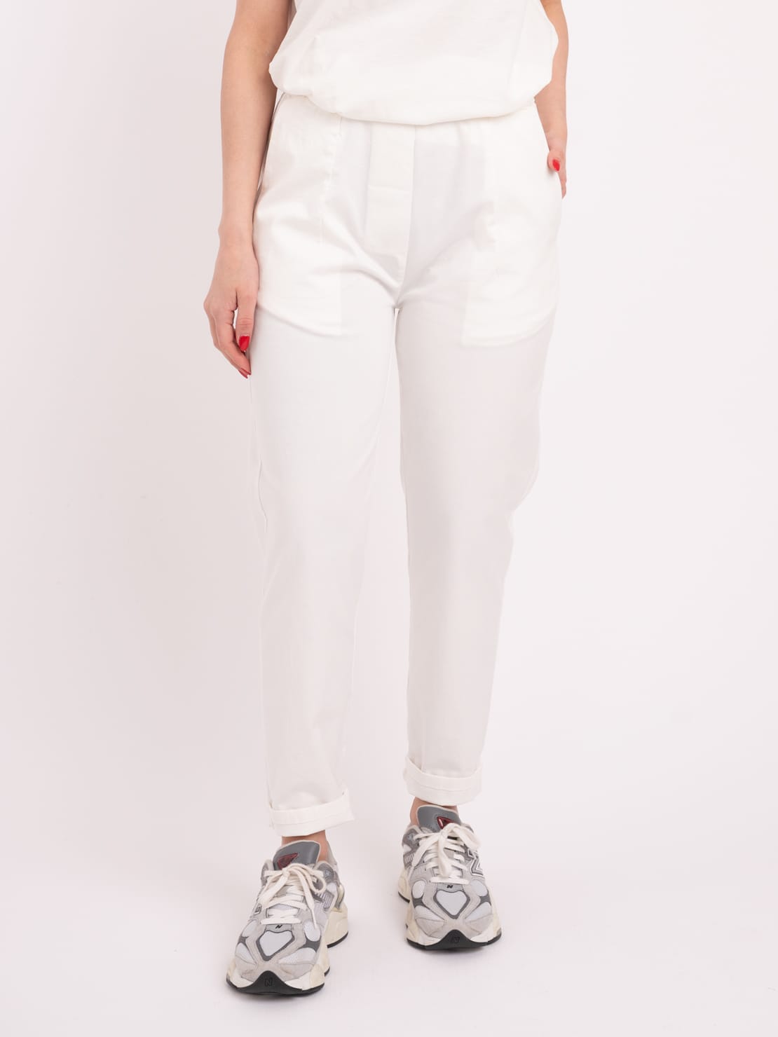 Pantalone elastico in vita latte